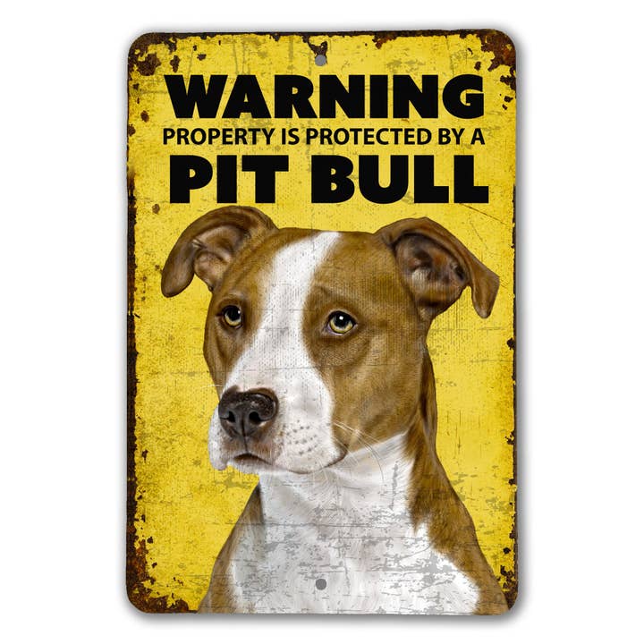 Warning Pit Bull Sign for wholesale by Real Cool Stickers & Stuff