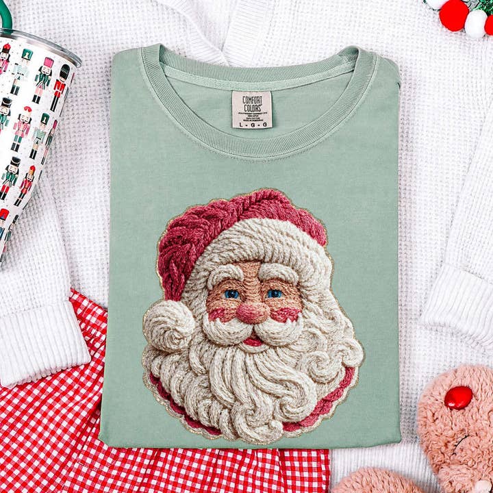 Faux Crocheted Santa Tee for wholesale by Trendy Tee Co.