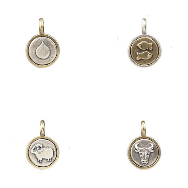 Tiny Silver and Bronze Zodiac Charm Set for wholesale by Marmalade Jewellery