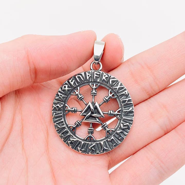 Mio Queena - Wholesale Craft Supplies - Valknut Runes Stainless Steel Charm Pendant - MJ/MNP