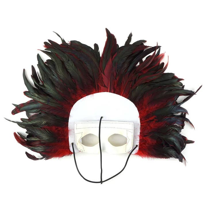 Zucker Feather Products – wholesale Costume – Women's – Large Feather Headdress Mask-Dyed - Red4