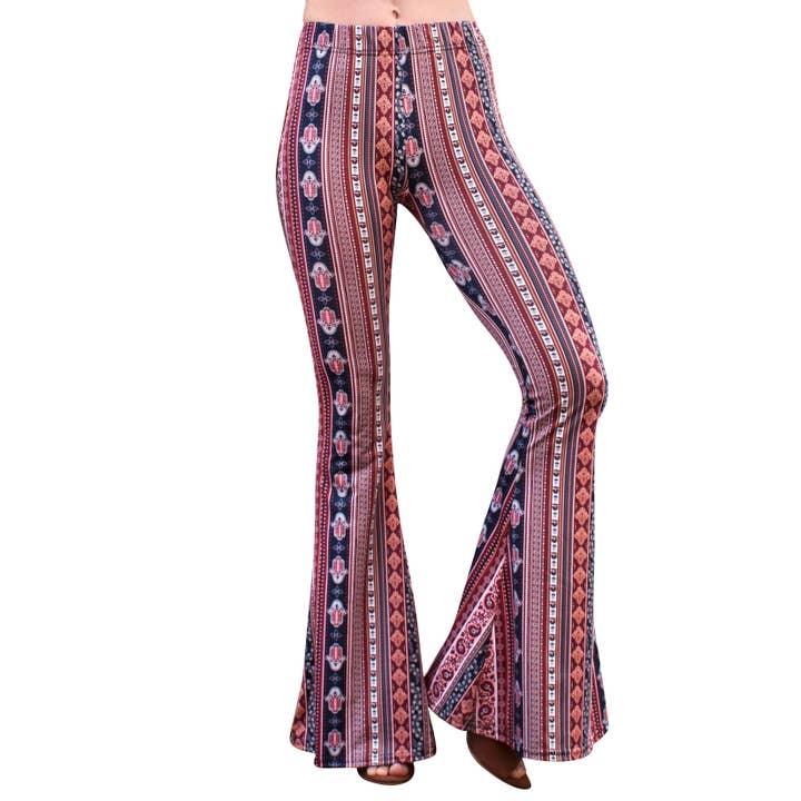 Daisy Del Sol - Wholesale Pants - Women's - Bell Bottoms - Marsala Paisley