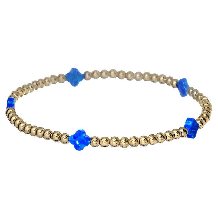 bara boheme – wholesale Charm/dangle bracelet – CLOVER BTY | Opal Charm on 3mm Gold Filled beads Bracelet