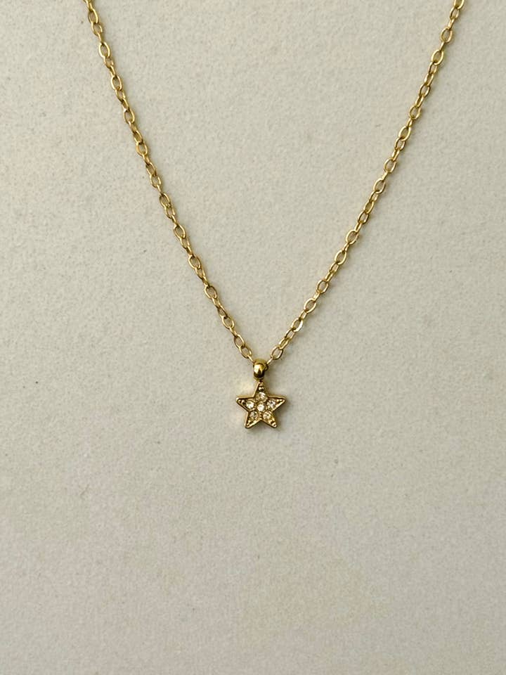 Minimal Star Necklace w Zirconium Stones  for wholesale by Cassette Barcelona