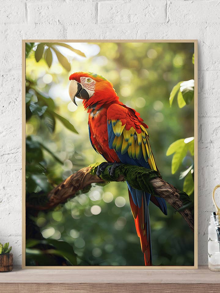 Scarlett Macaw Jungle Tela Impressão artística na parede por atacado de Arttique - Artistry Canvas Prints