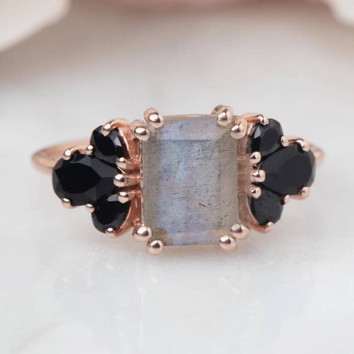 Rose Gold Labradorite & Spinel Empress Ring for wholesale by La Kaiser