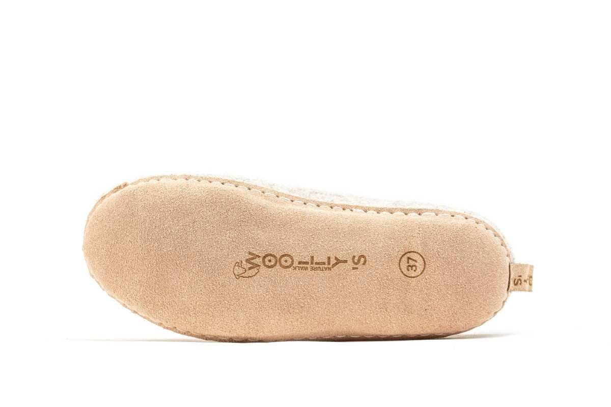 Woollyes Inc - Wholesale Slippers - Unisex - Indoor Open Heel Slippers With Leather Sole - Light Brown6