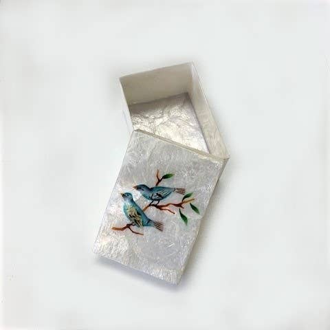 Dekorasyon Gifts Decor - Venta al por mayor Cajas decorativas - Caja rectangular de capiz con diseño de pájaro1