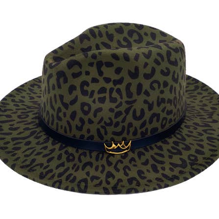 Fedora leopardo (oliva) para venta al por mayor de Lavish Blanc