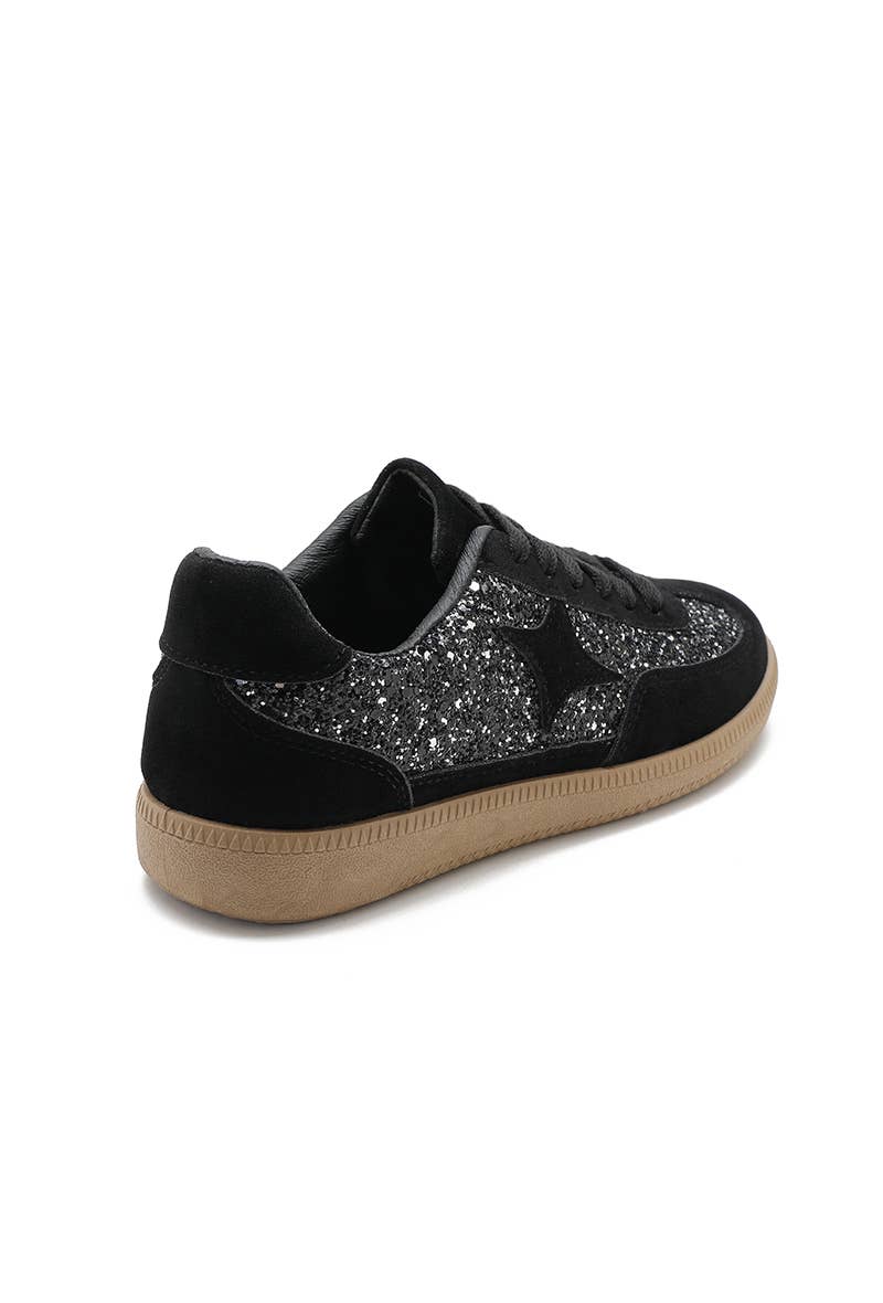 Joia Paris - Vente Baskets tendance – femme - Basket à lacets paillettes avec étoiles B-66122