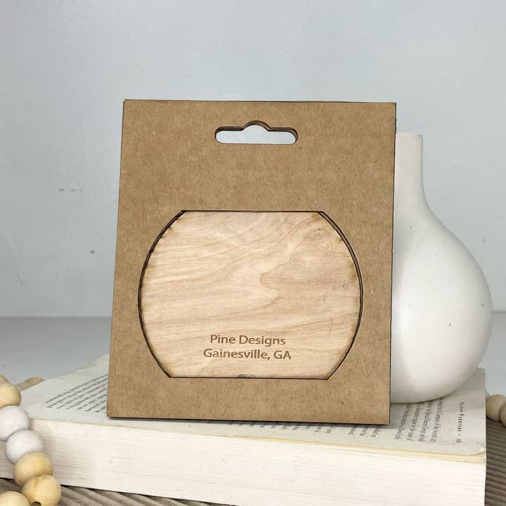 Pine Designs - Wholesale Ornament - Any CityState or CustomText Mountains w Creek Ornament