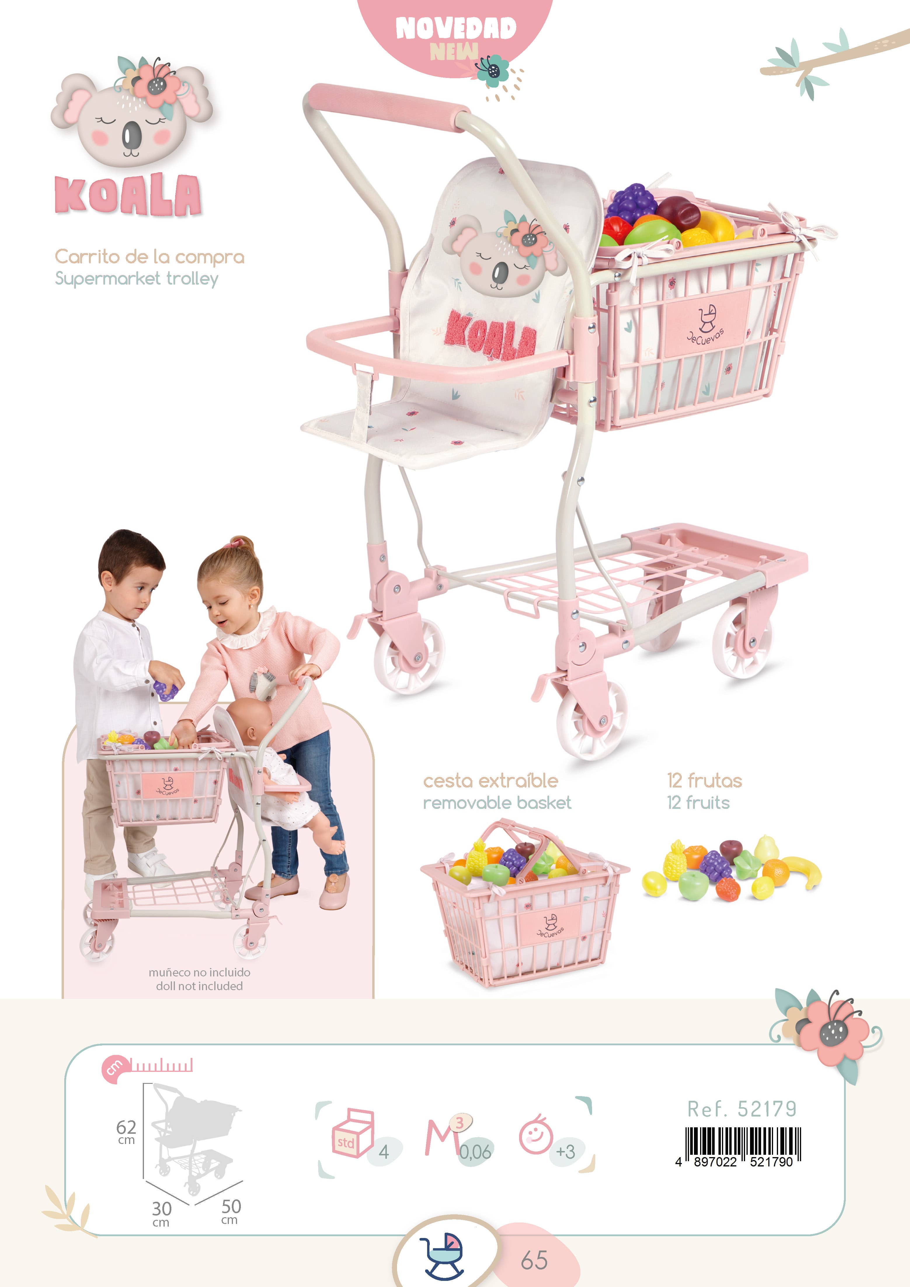 DeCuevas Toys – wholesale Doll pram – Kids – 52179 Supermarket trolley with baby carrier3