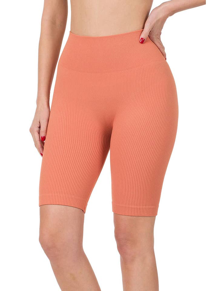 Vanilla Monkey - Wholesale Athletic Shorts - Women's - Seamless Ribbed High Waist Biker Shorts5