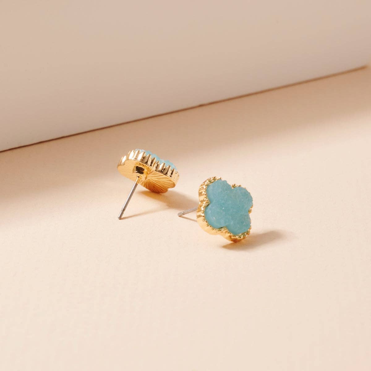 Frem - Wholesale Stud/Post Earrings - Mini Druzy Flower Stud Earrings4