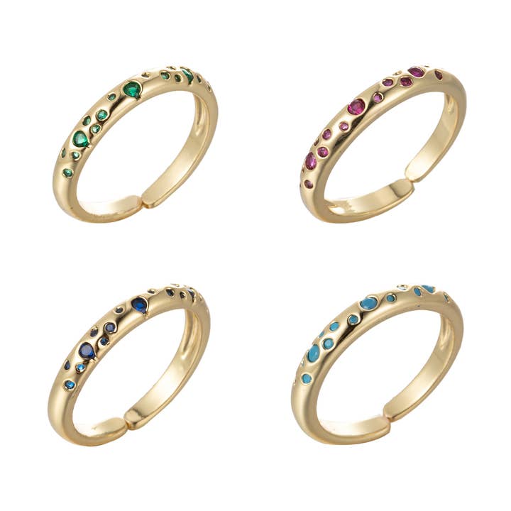 Pink/Teal/Blue/Green Cz Adjustable Ring O902~O905 for wholesale by Aim Eternal