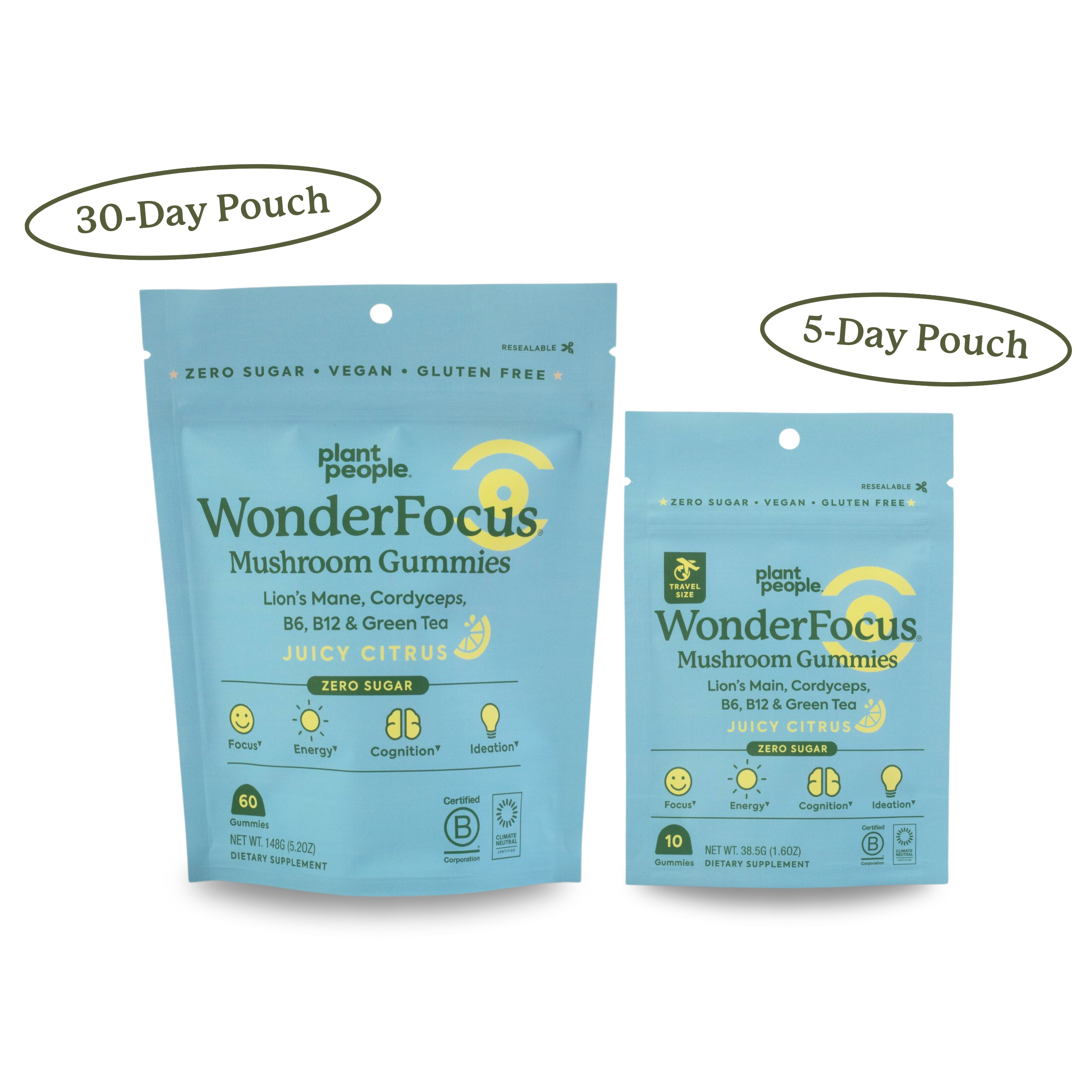 Plant People - Wholesale Oral Supplement/Vitamin - Grab-n-Go Size: WonderFocus Mushroom Gummies1