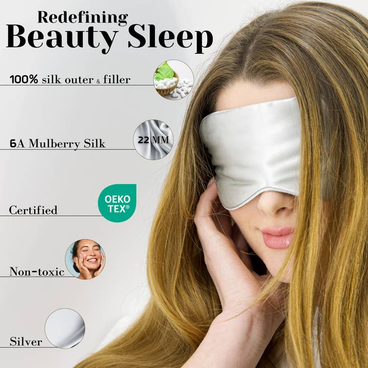 Nochka - Wholesale Sleep/Eye Mask - Silver Pure Silk Sleep Mask 5