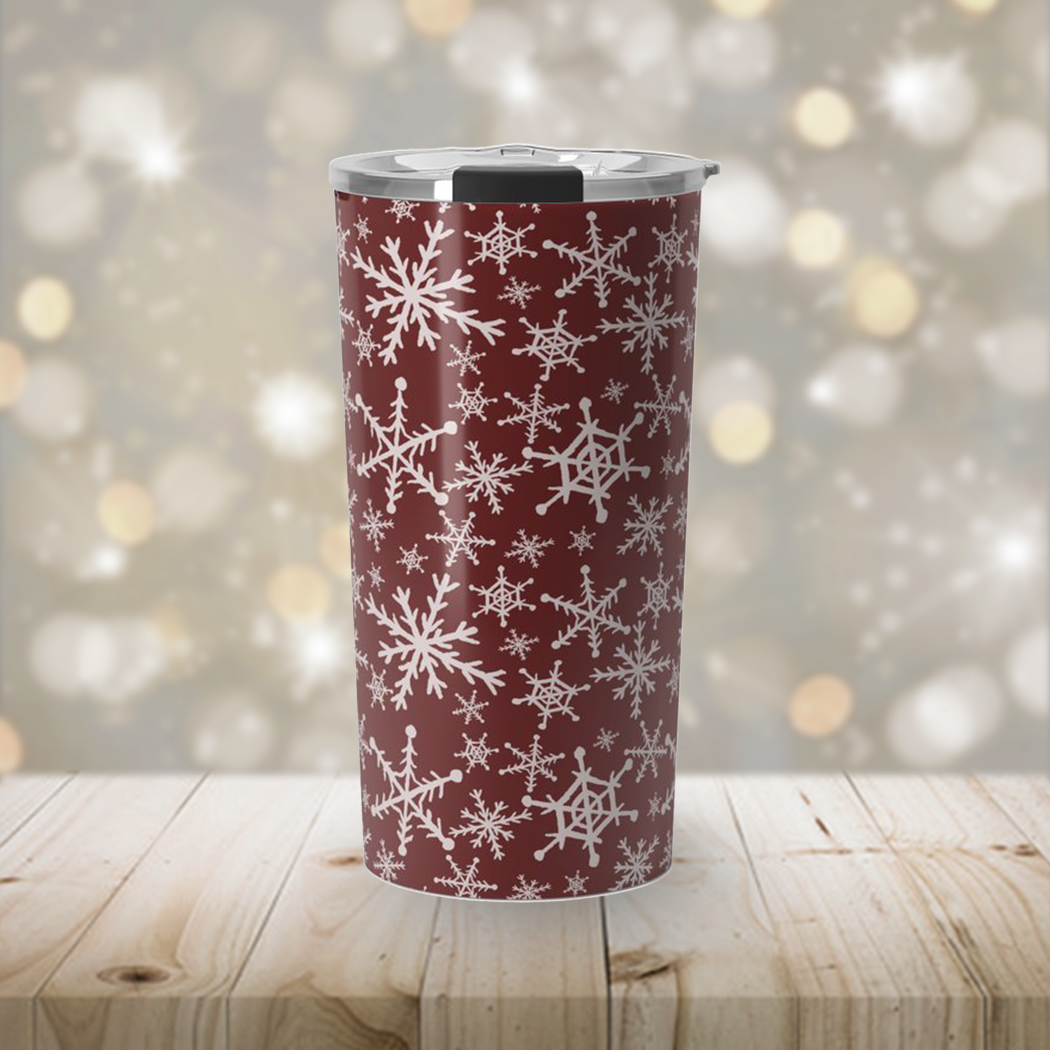 Lauren Ullrich Art - Wholesale Insulated Mug/Tumbler - Red Snowflakes Travel Mug1