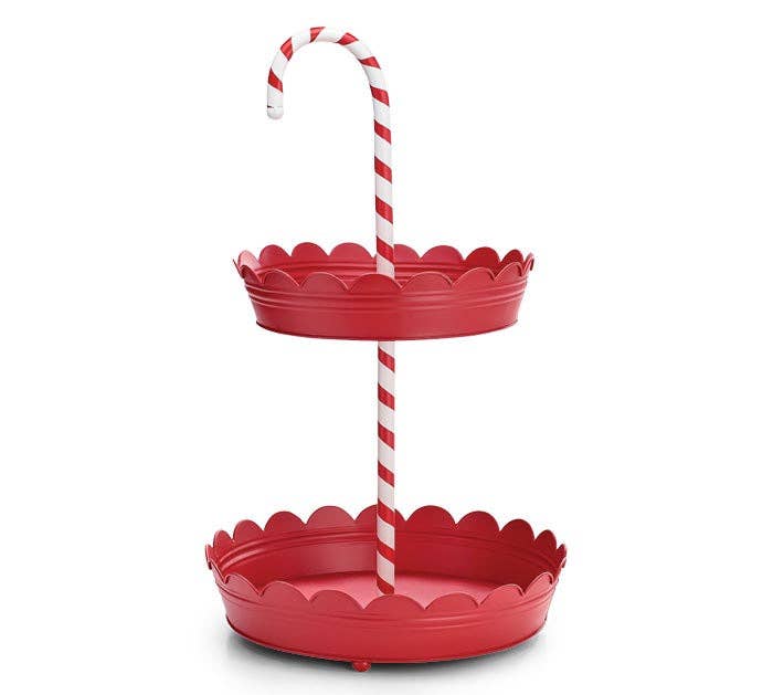 Dunn Deals - Wholesale Decorative Tray - Santa's Sweet Shoppe Collection - 25" TIN CANDY CANE TIERED TRAY0