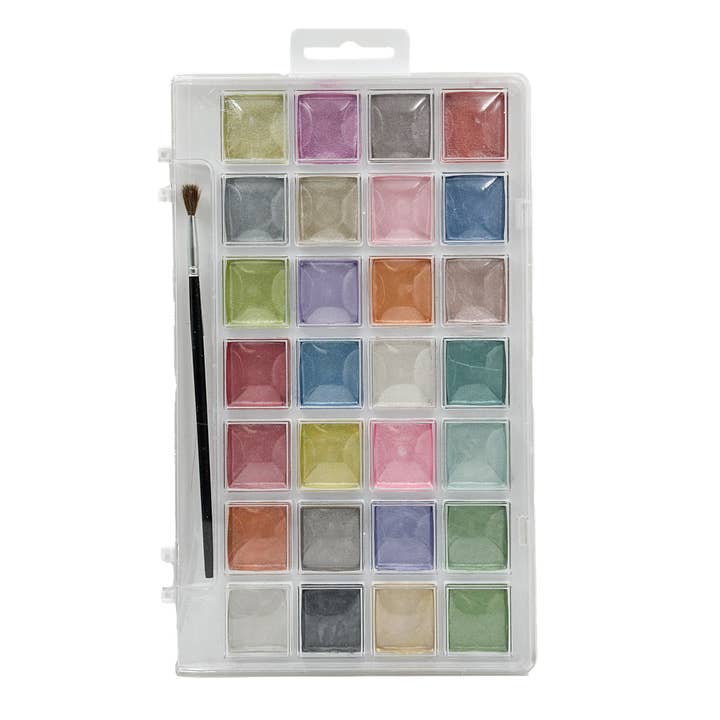 Angels Craft - Wholesale Paint Set - Semi-Moist Water Color Paint set - Pearlescent, 28 colors