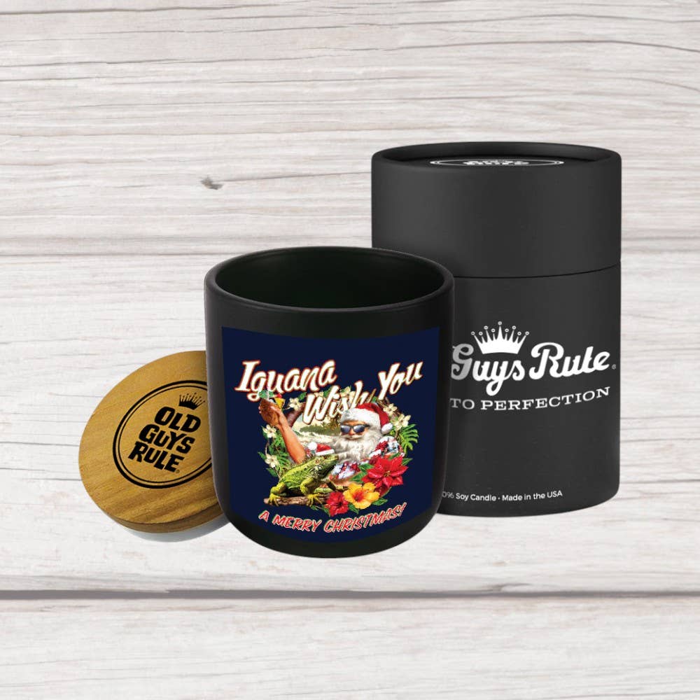 Uncommon Flame - Wholesale Jar/Filled Candle - Old Guys Rule - Iguana Christmas Candle2