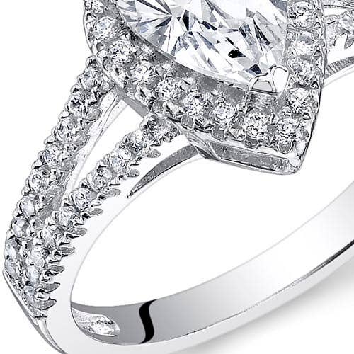 Peliani - Wholesale Engagement Ring - Pear Shape CZ Sterling Silver Halo Engagement Ring Size 51