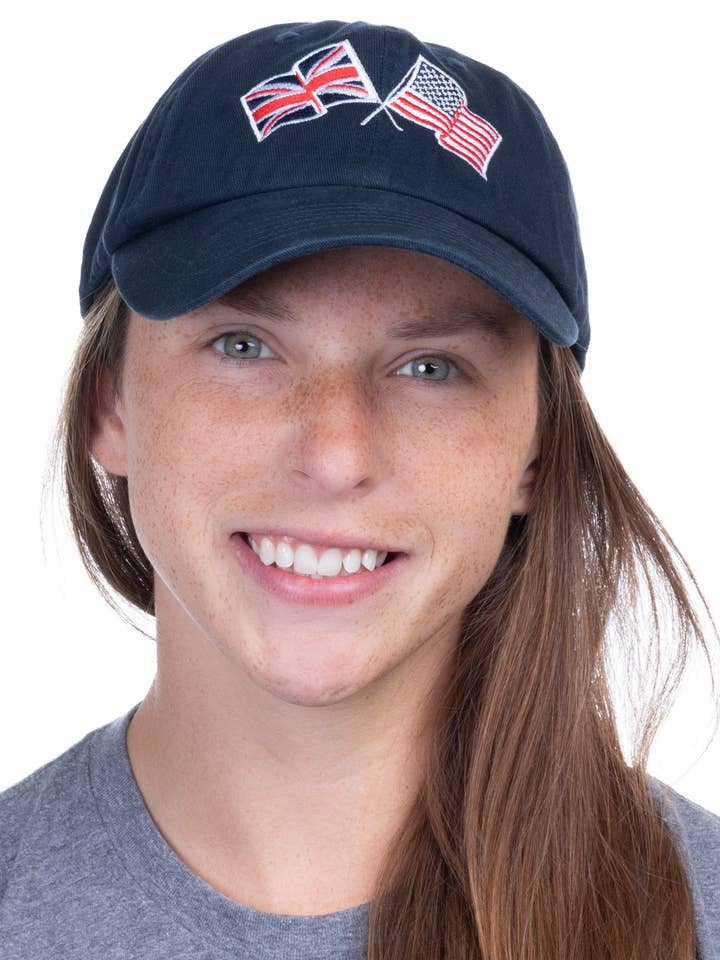 United Kingdom and US Flag Hat | American Friendship Nations Flag Baseball Low Profile Dad Hat for Men Women for wholesale by Ann Arbor Tees