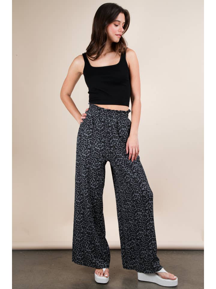 VERY J - Wholesale Pants - Women's - NP70826-Leopard Print & Solid Wide Leg Pleated Pants15