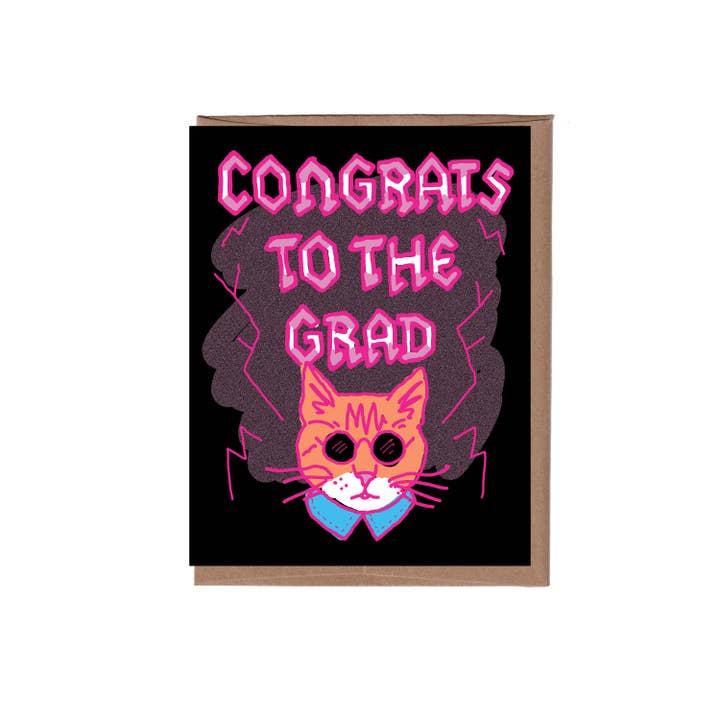La Familia Green - Wholesale Graduation Card - Heavy Metal Cat Graduation Greeting Card