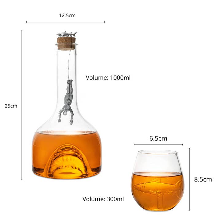 The Wine Savant / Khen Glassware - Wholesale Decanter - Shark Whiskey Decanter Set by The Wine Savant - 1000ml Shark7