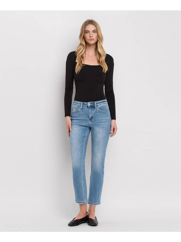 PERFECT FOR NOW HIGH RISE CROP SLIM STRAIGHT JEANS T5385 for wholesale on Faire