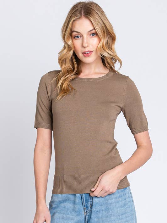 ROUND NECK THIN SWEATER TOP- FW90482 for wholesale by Calista