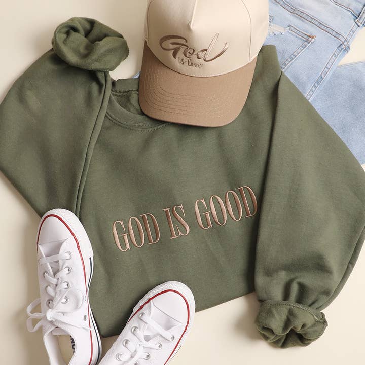 Fashion City - Wholesale Sweatshirt - Unisex - GOD IS GOOD Embroidered Heavyweight Sweatshirt2