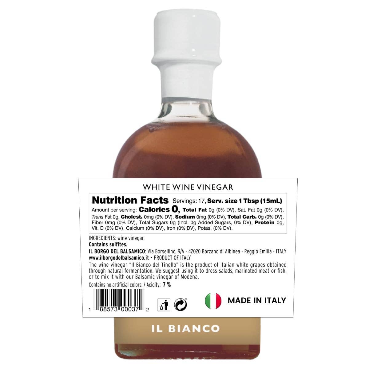 Wholesale Italian Food - Wholesale Vinegar - IL TINELLO, White Wine Vinegar Aceto di Vino Bianco, (8.45 fl oz) 250ml1