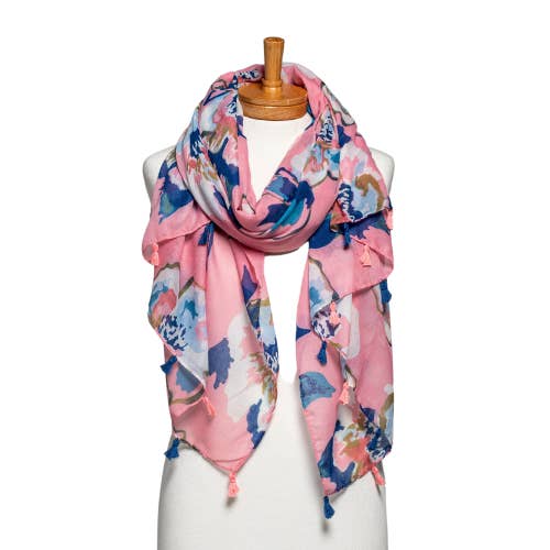 THSS2593: Rosa: Flower Tassel halsduk för wholesale av Taylor Hill Scarves & Co