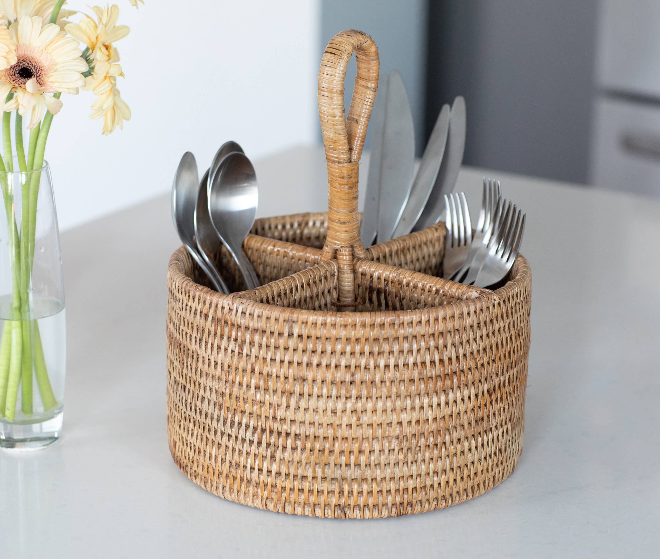 Artifacts Trading Company - Wholesale Utensil Holder - Rattan 4-Section Cutlery Caddy – Utensil Holder1