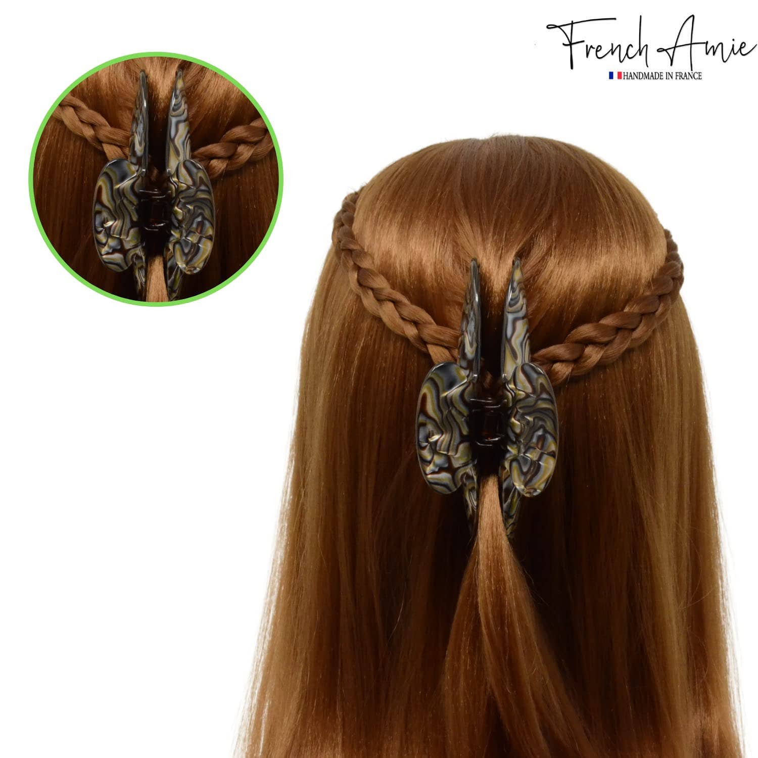 Parcelona - Wholesale Hair Clip - Women's - French Amie Thin Oval Large 4 1/4” Handmade Celluloid Jaw Hair Claw for Women43