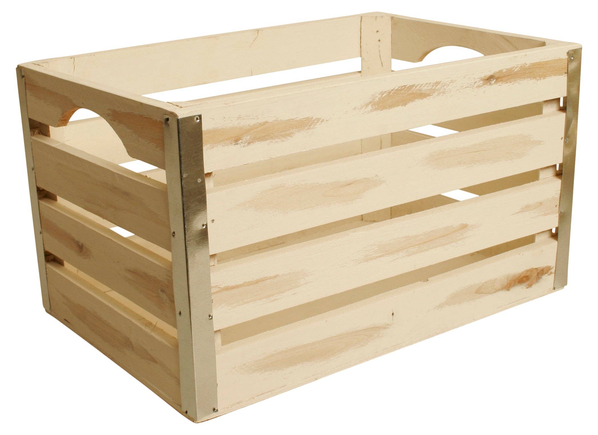 WALD IMPORTS - Wholesale Storage Bin - Set of 3 Sm Wood Crates w/ Metal Trim3