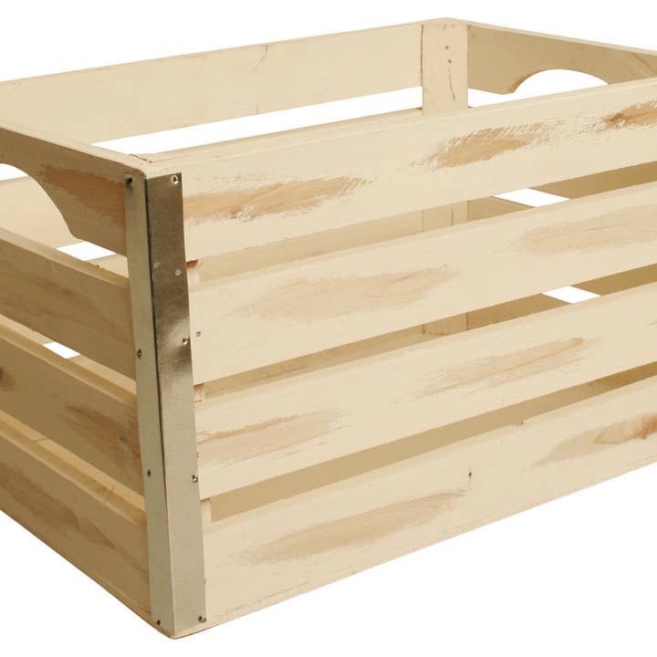 WALD IMPORTS - Vente Bacs de rangement - Lot de 3 caisses en bois Sm avec garniture en métal3