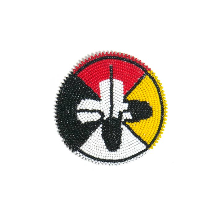 3.0 inch seed bead Rosette beaded patch, medallion applique for wholesale by KANGURAH