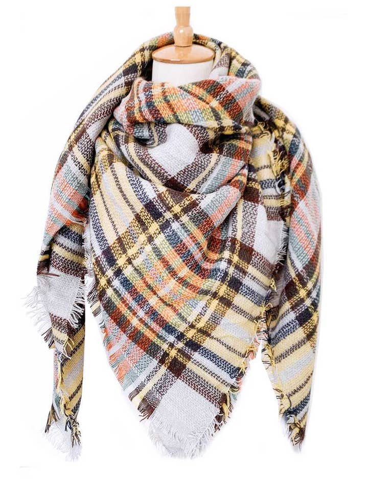 Mix Plaid Large Blanket Scarf - Chic Design for wholesale by Artini Accessories
