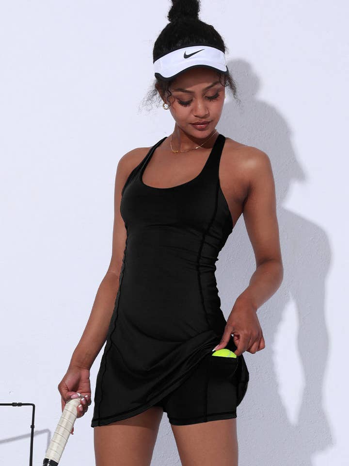 Active by Anna-Kaci – wholesale Athletic dress – Women′s – Crossing Back Straps Mini Exercise Dress10