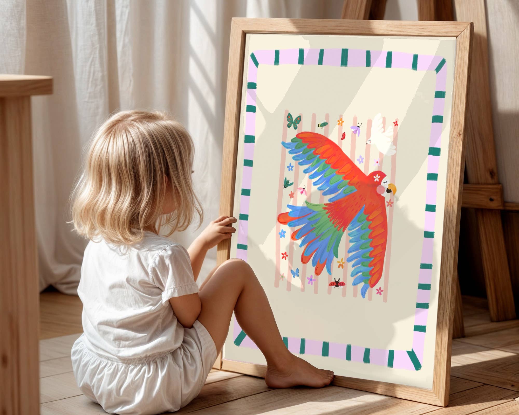 Kate Fox Design - Wholesale Art Print - Polly Parrot. Kids Art Print, Colourful Art, Fun Animal, 2