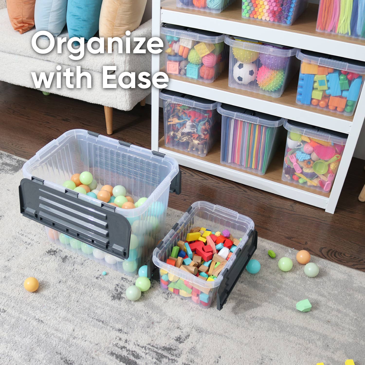 Superio Brand - Wholesale Storage Bin - Superio Hinged Lid Storage Container, Closet Organizer 50L6