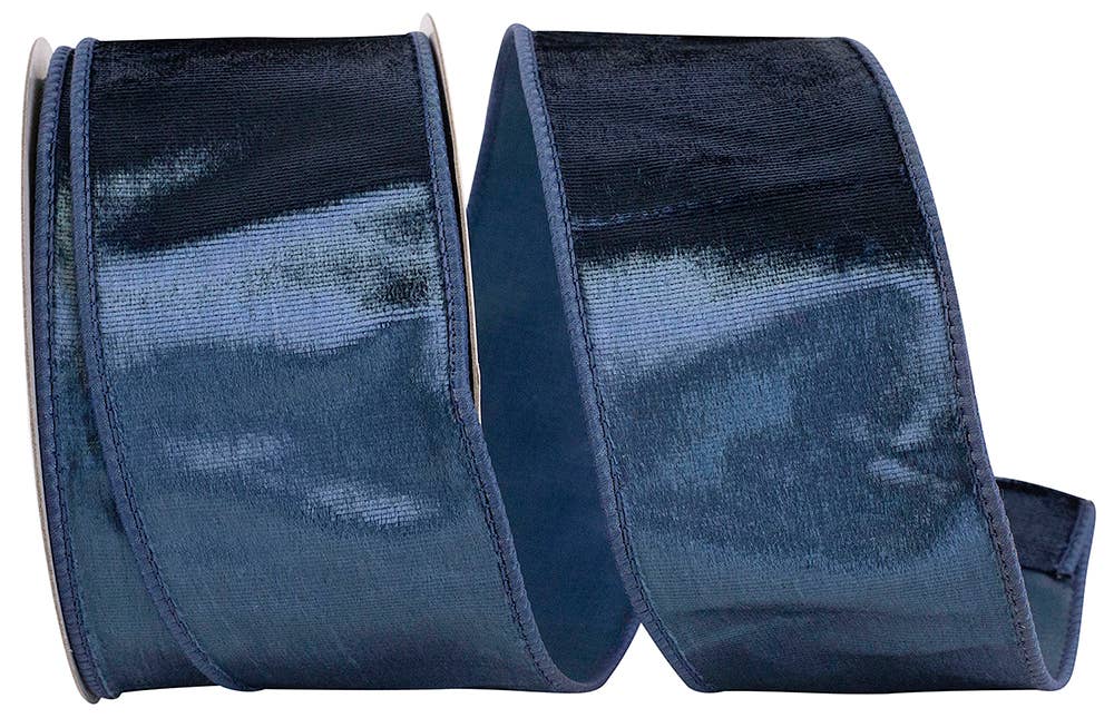 RELIANT RIBBON - Wholesale Ribbon - Gift Wrapping - Designer Plush Velvet Elite Wired Edge, Blue, 2-1/2 In0
