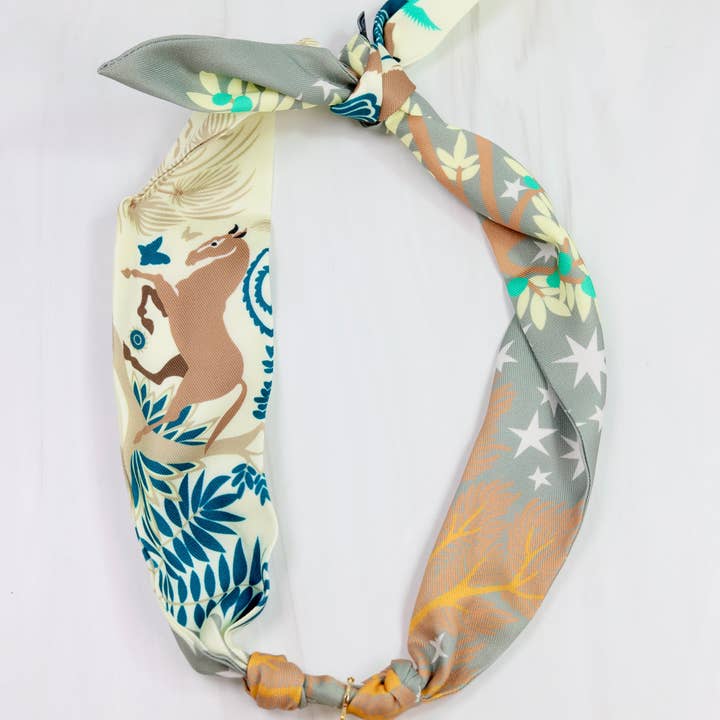 Caroline Hill - Wholesale Scarf - Women's - Lillie Scarf Charm Necklace TAN TEAL0