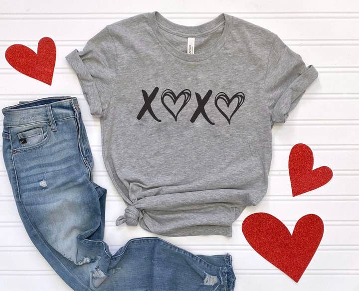 XOXO Shirt - Valentine's Day Cute Graphic Tee for wholesale by Stiles Tee Co.