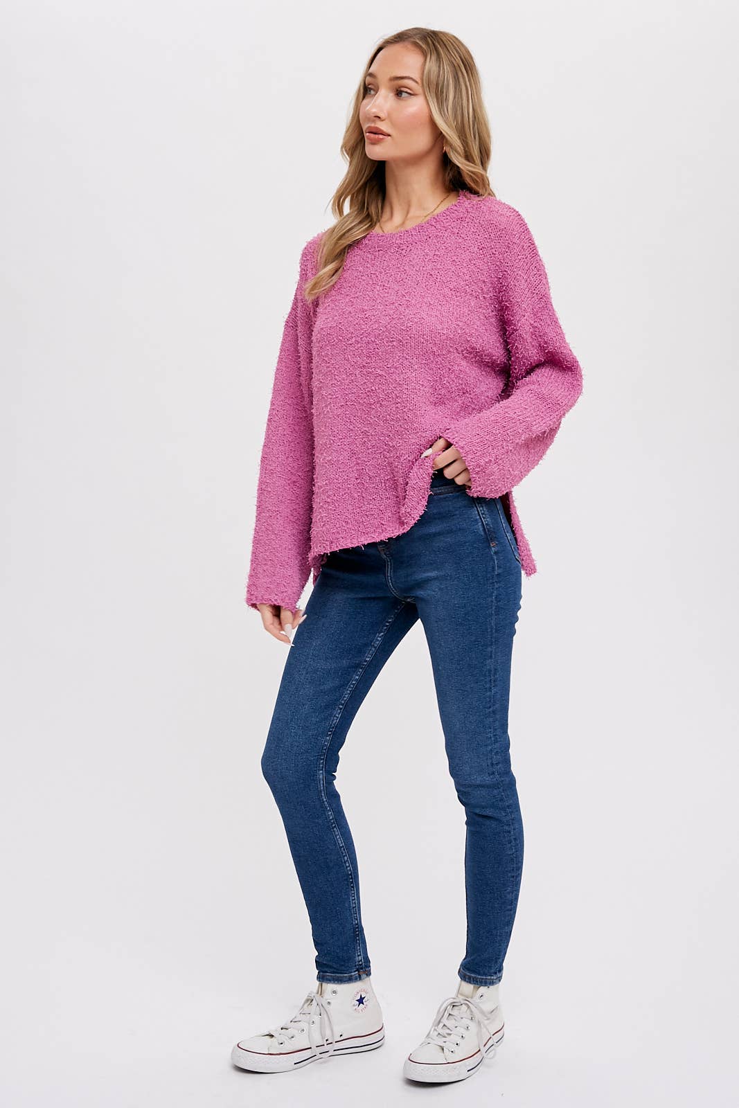 Bluivy – Engroshandel Pullover - Dame – Let boucle-pullover med boxy pasform6