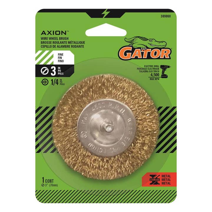 Everyday Supply Co - Wholesale Cleaning Brush - GATOR 3" Fine Crimped Brass Wire Wheel Brush 4500 RPM