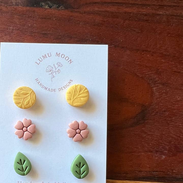 Bright Summer Floral Earrings - Stud Pack (1cm) for wholesale by Lumu Moon Handmade Designs